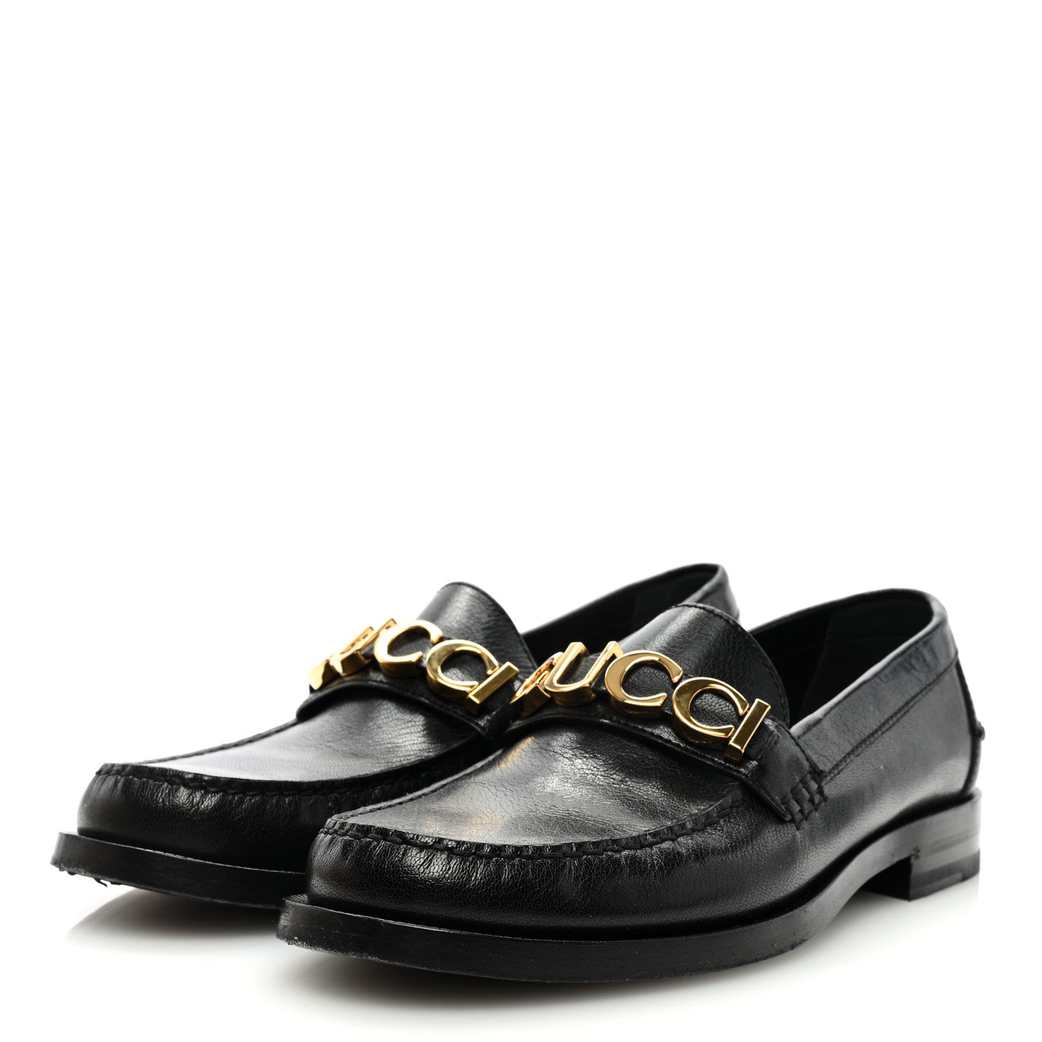 Gucci Goatskin Womens Logo 15mm Loafers 40 Black 2 of 8