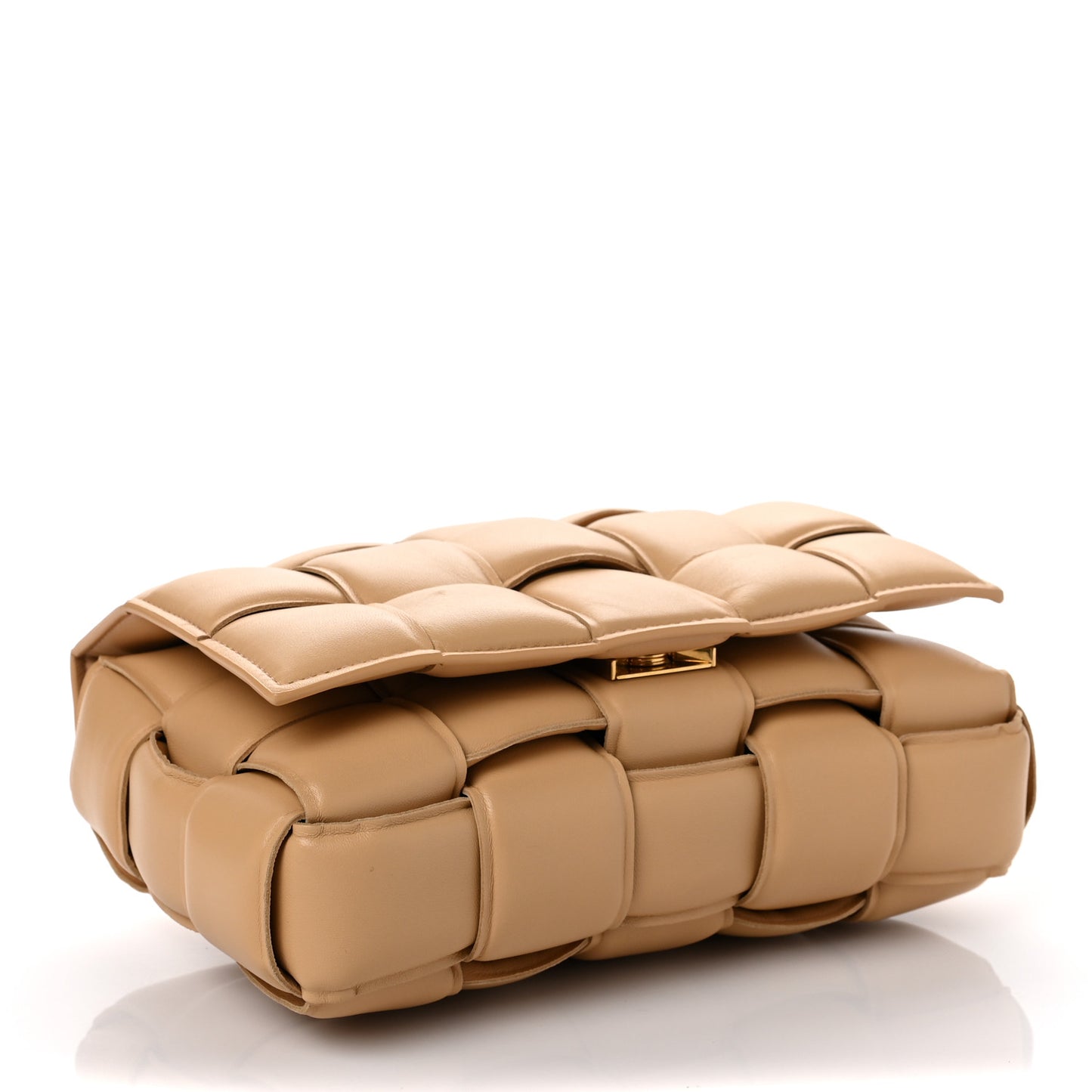 Nappa Maxi Intreccio Padded Cassette Crossbody Bag Almond