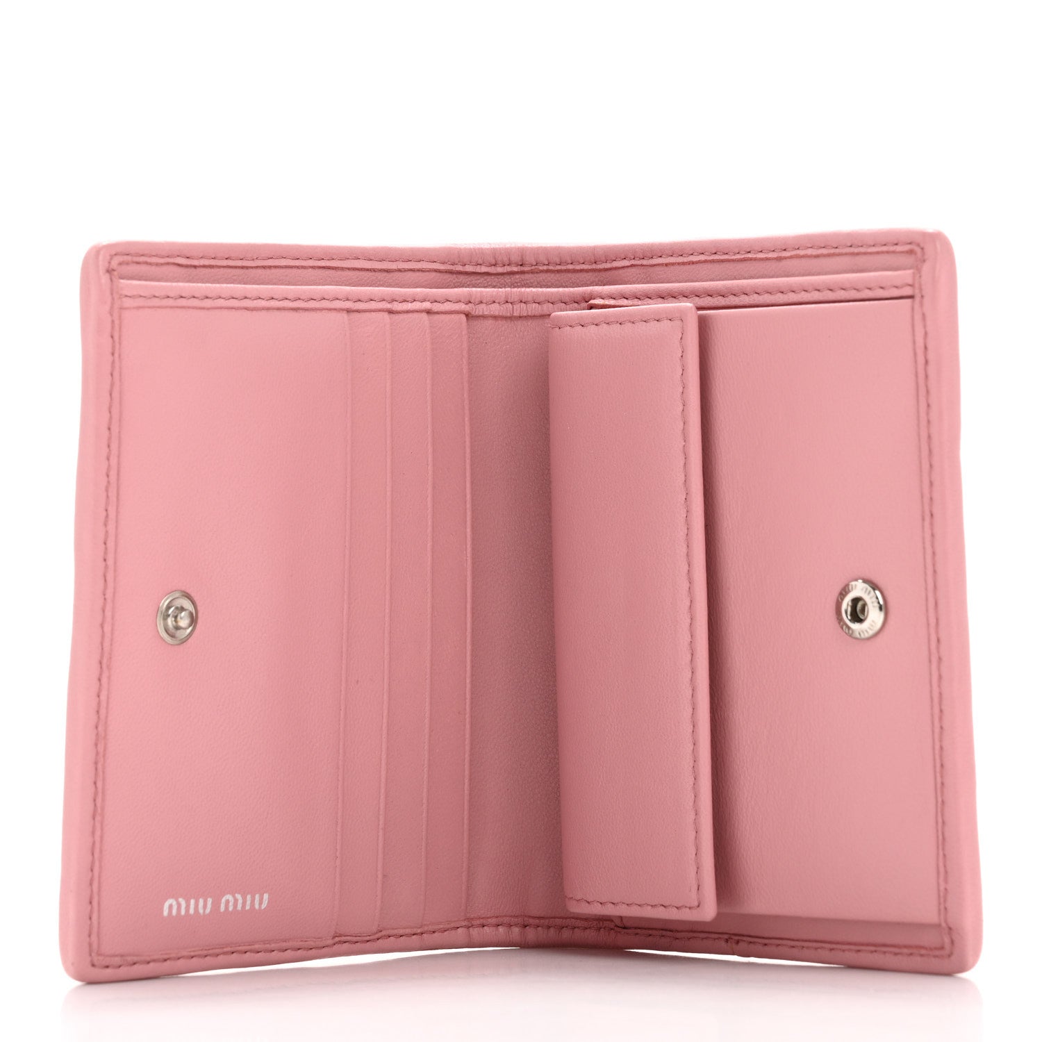 Miu Miu Nappa Intreccio Bi-Fold Compact Wallet Rosa 5 of 11