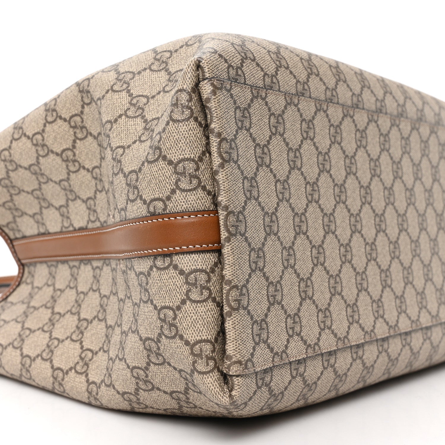 Gucci GG Supreme Monogram Emblem Large Tote Bag Beige Dark Brown