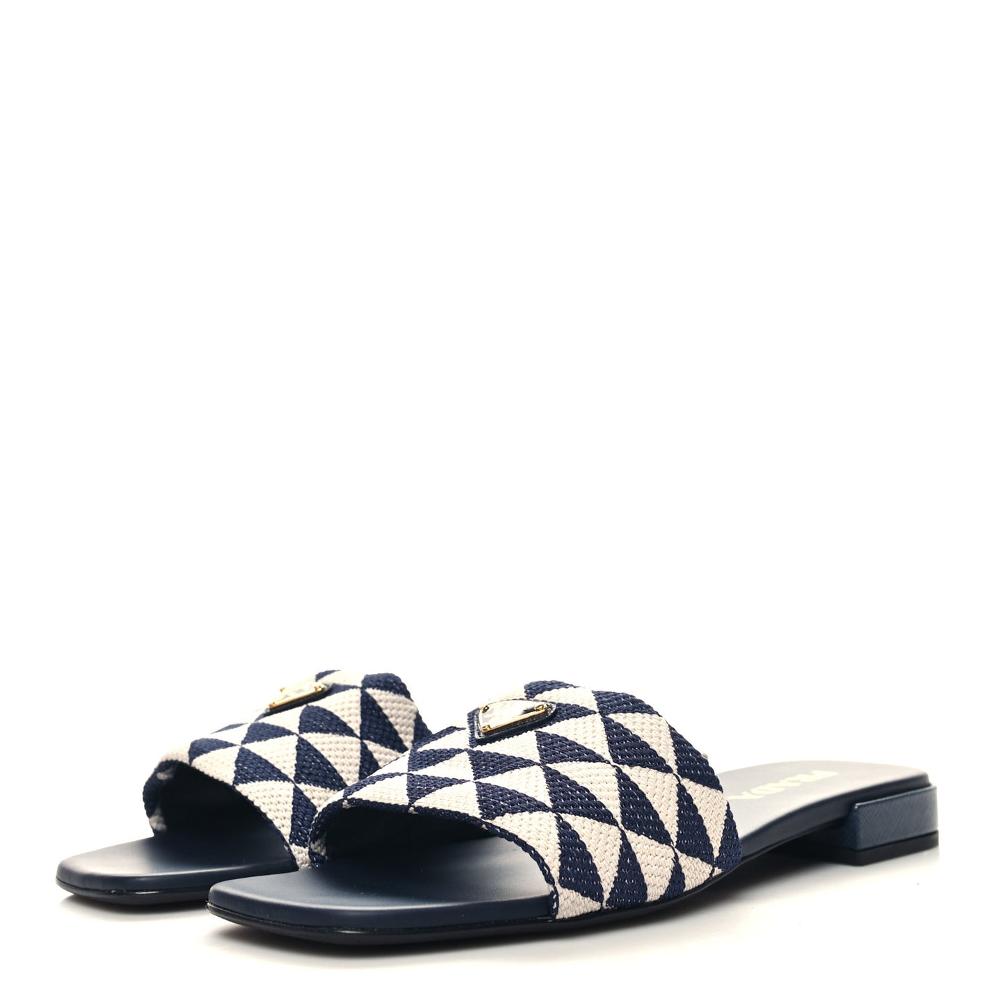Jacquard Trianglolo Symbole Embroidered Metal Triangle Logo 10mm Slide Sandals 39.5 Baltico Talco