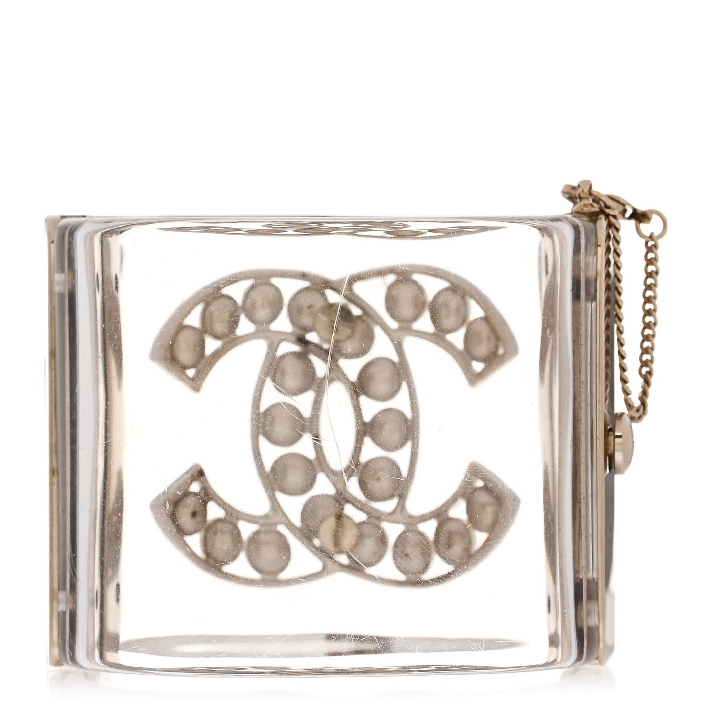 Lucite Pearl CC Cuff Light Gold