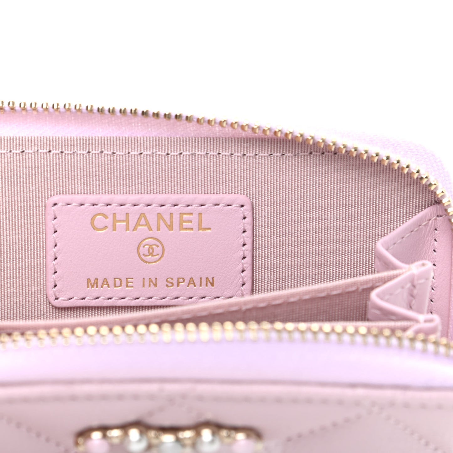 Caviar Quilted Pearl Coco Candy Zip Coin Purse Light Pink