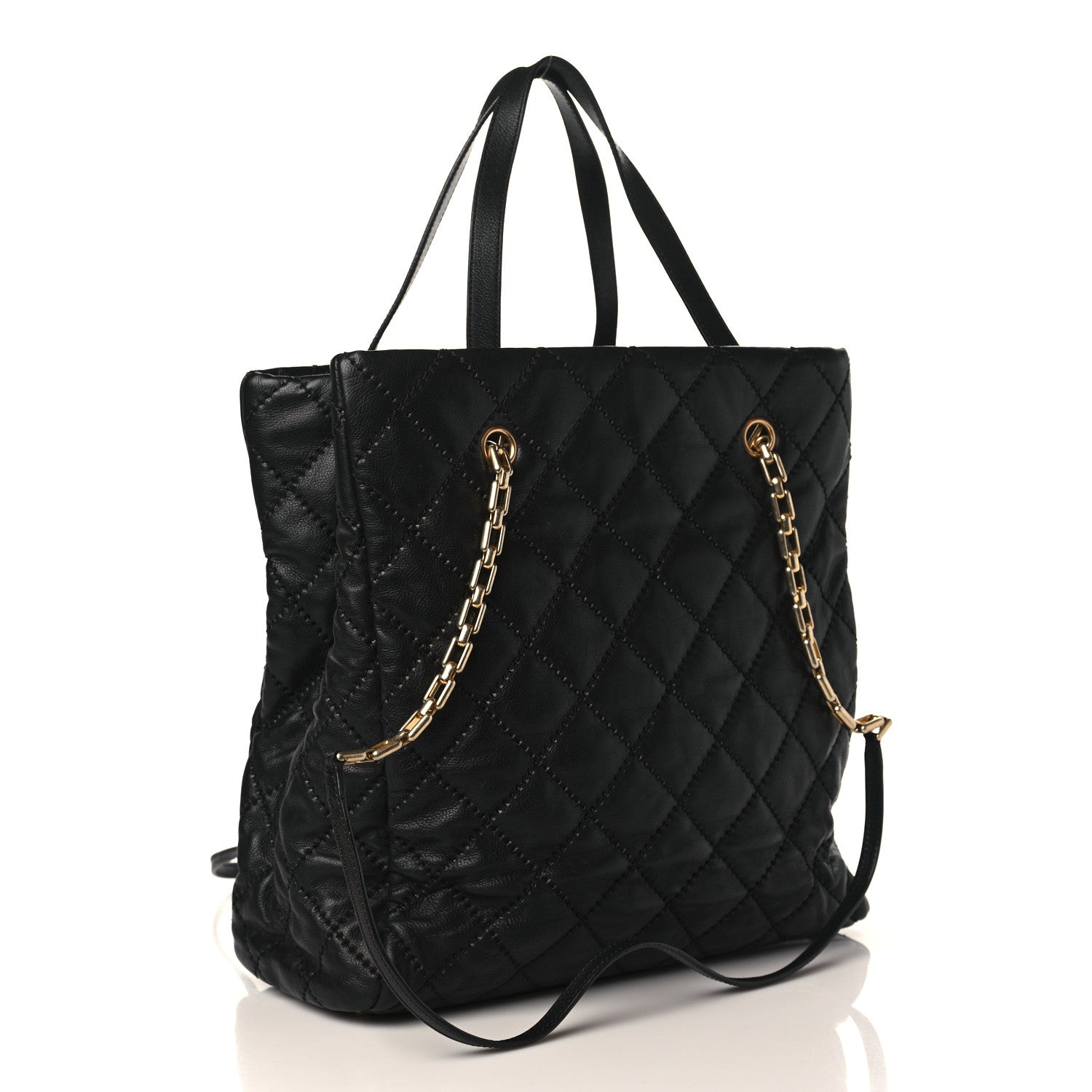 Chanel Calfskin Quilted Large Retro Chain Tote Black 3 of 10