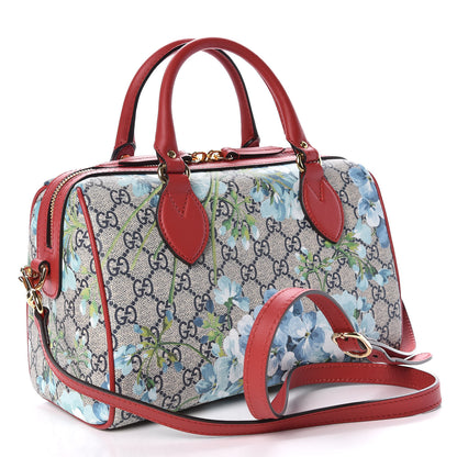 Gucci GG Supreme Monogram Blooms Small Boston Beige Blue Navy Hibiscus Red 3 of 9
