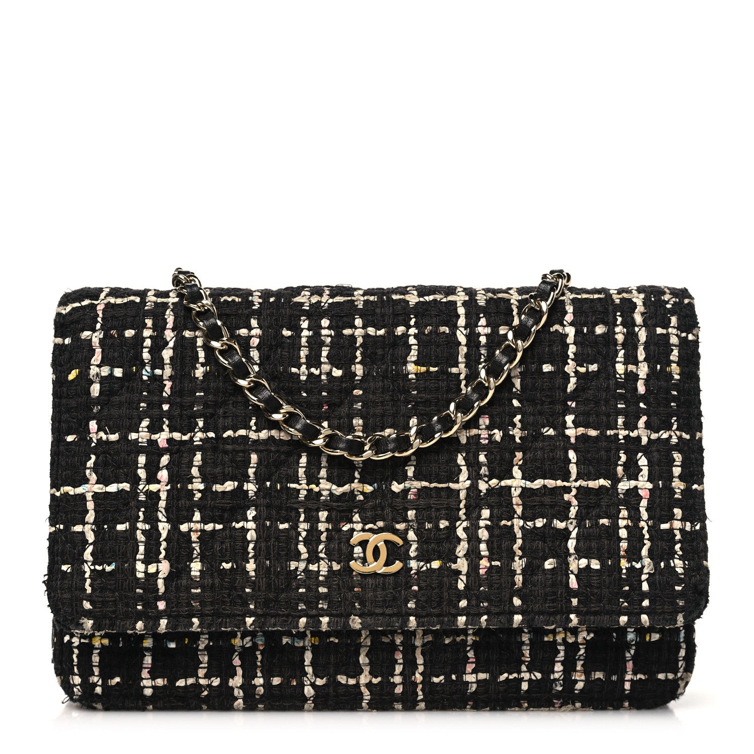 Chanel Tweed Wallet On Chain WOC Black 1 of 11