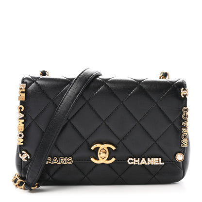 Chanel Lambskin Enamel Strass Quilted Mini Paris Monaco Flap Black 1 of 10