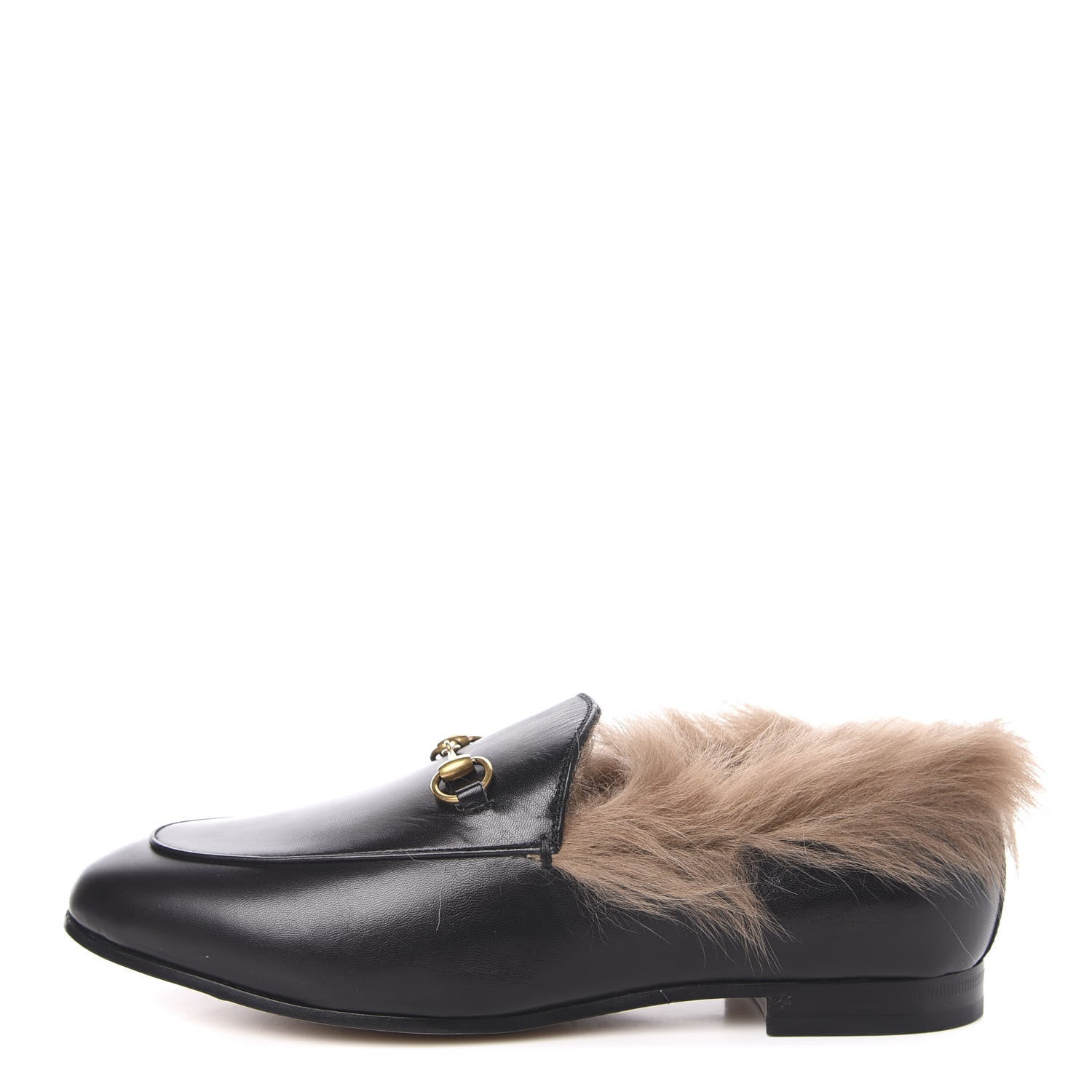 Gucci Malaga Kid Fur Womens Jordaan Loafers 41 Black Natural 1 of 8