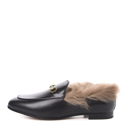 Gucci Malaga Kid Fur Womens Jordaan Loafers 41 Black Natural 1 of 8