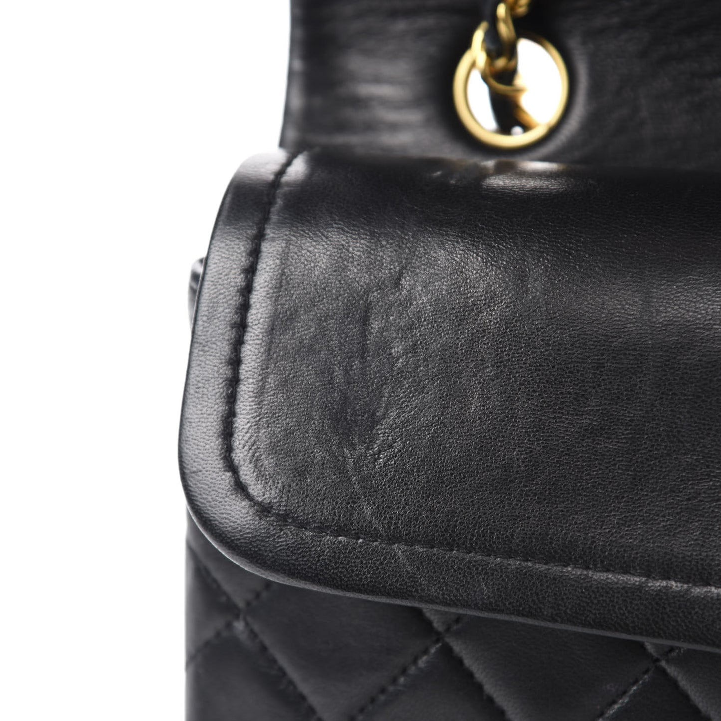 Lambskin Quilted Medium Double Flap Black
