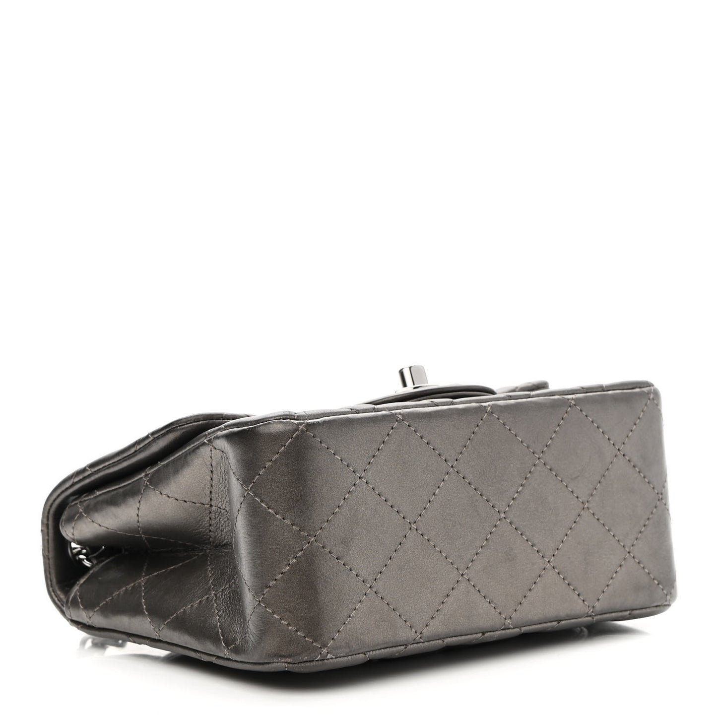 Metallic Calfskin Quilted Mini Square Flap Bronze