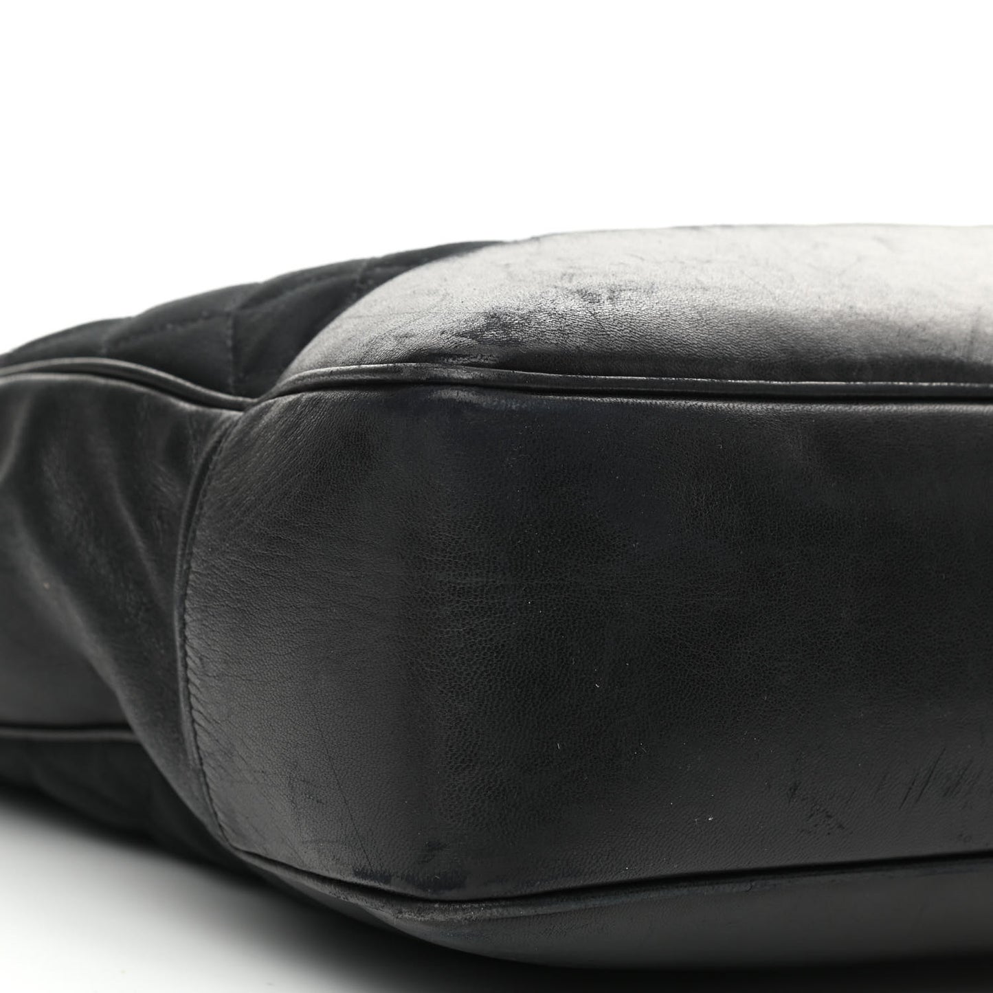 Satin Lambskin Quilted Shopping Tote Black