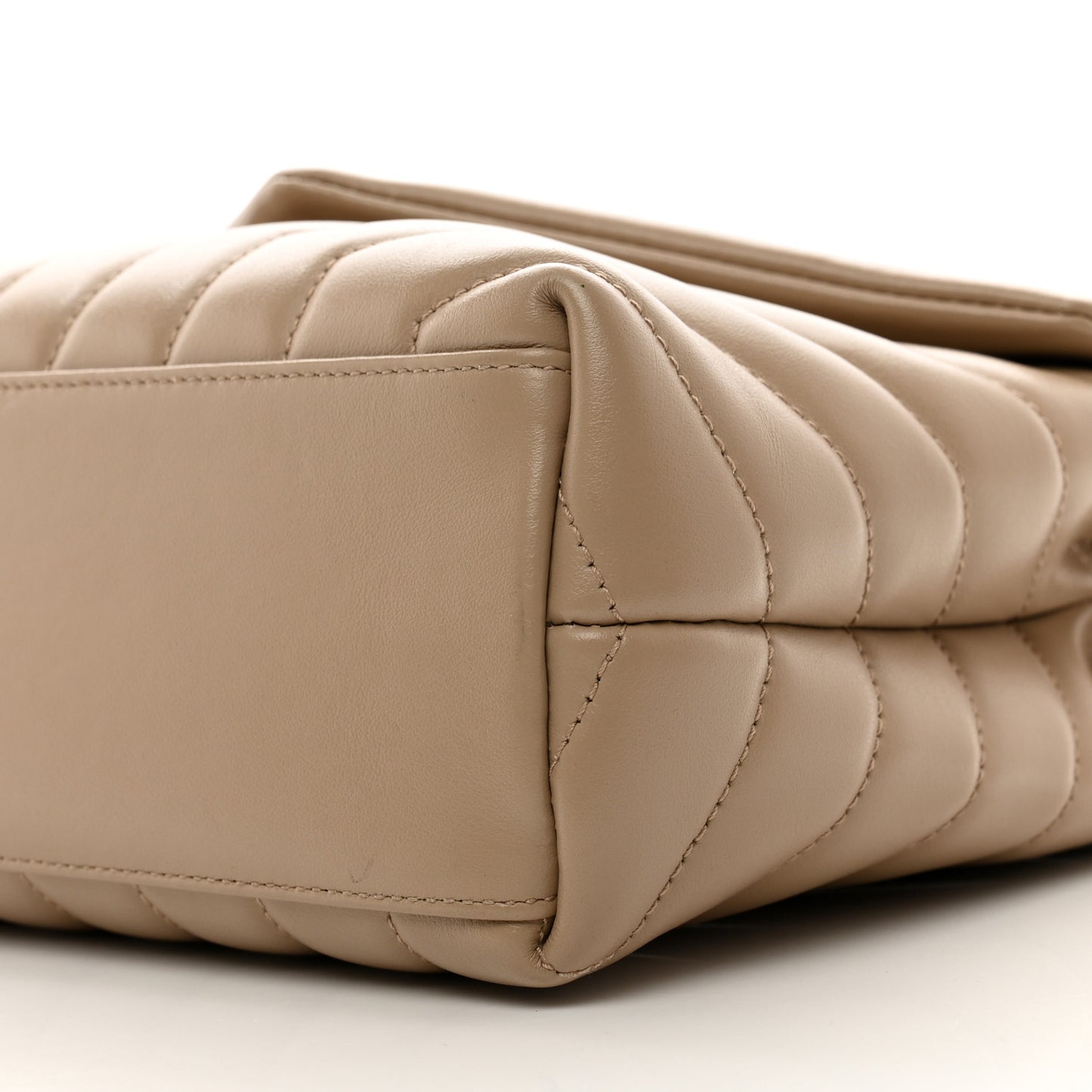 Calfskin Y Quilted Monogram Small Loulou Chain Satchel Dark Beige