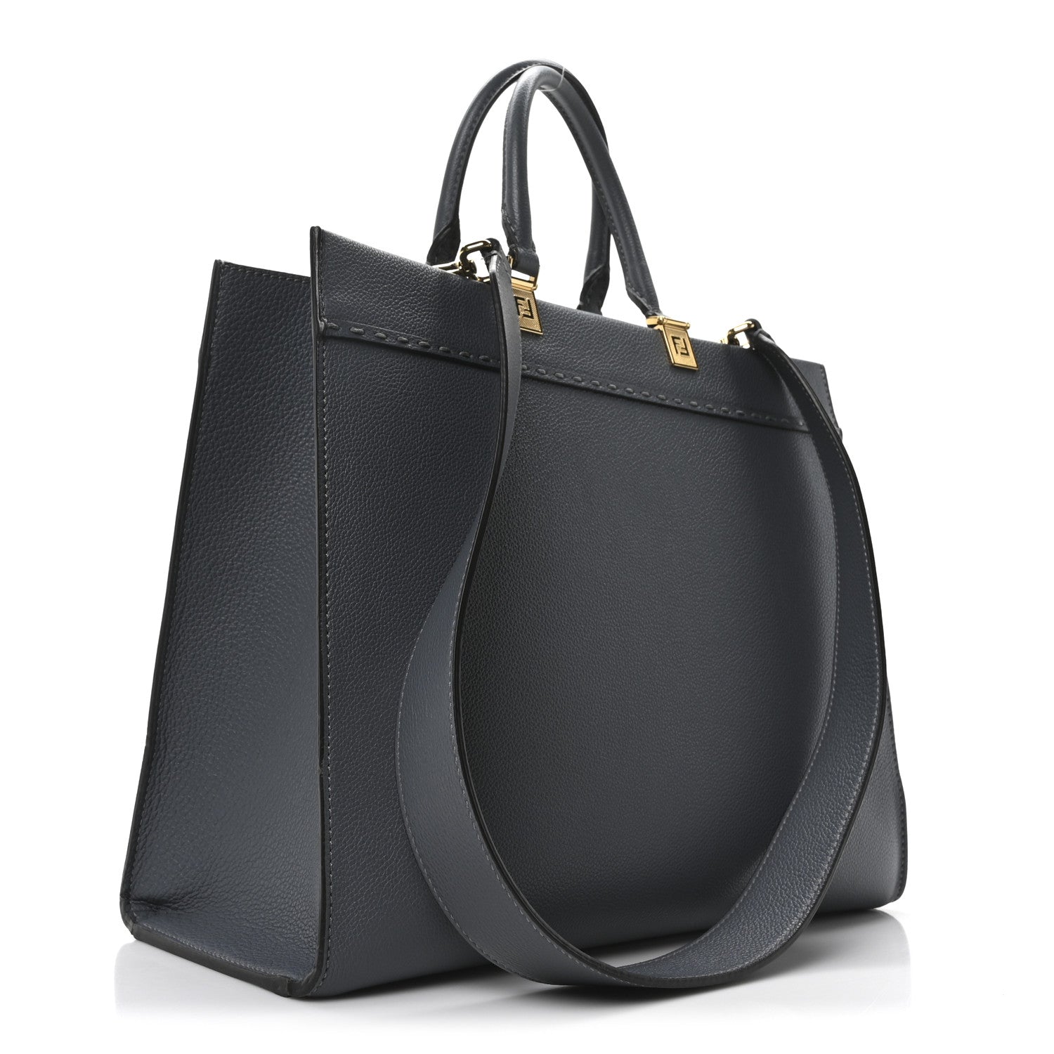 Fendi Vitello Cher Logo Debossed Medium Fendi Sunshine Shopper Tote Real Tempesta 3 of 9