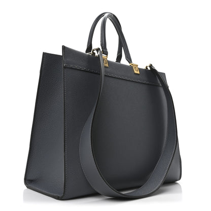 Fendi Vitello Cher Logo Debossed Medium Fendi Sunshine Shopper Tote Real Tempesta 3 of 9