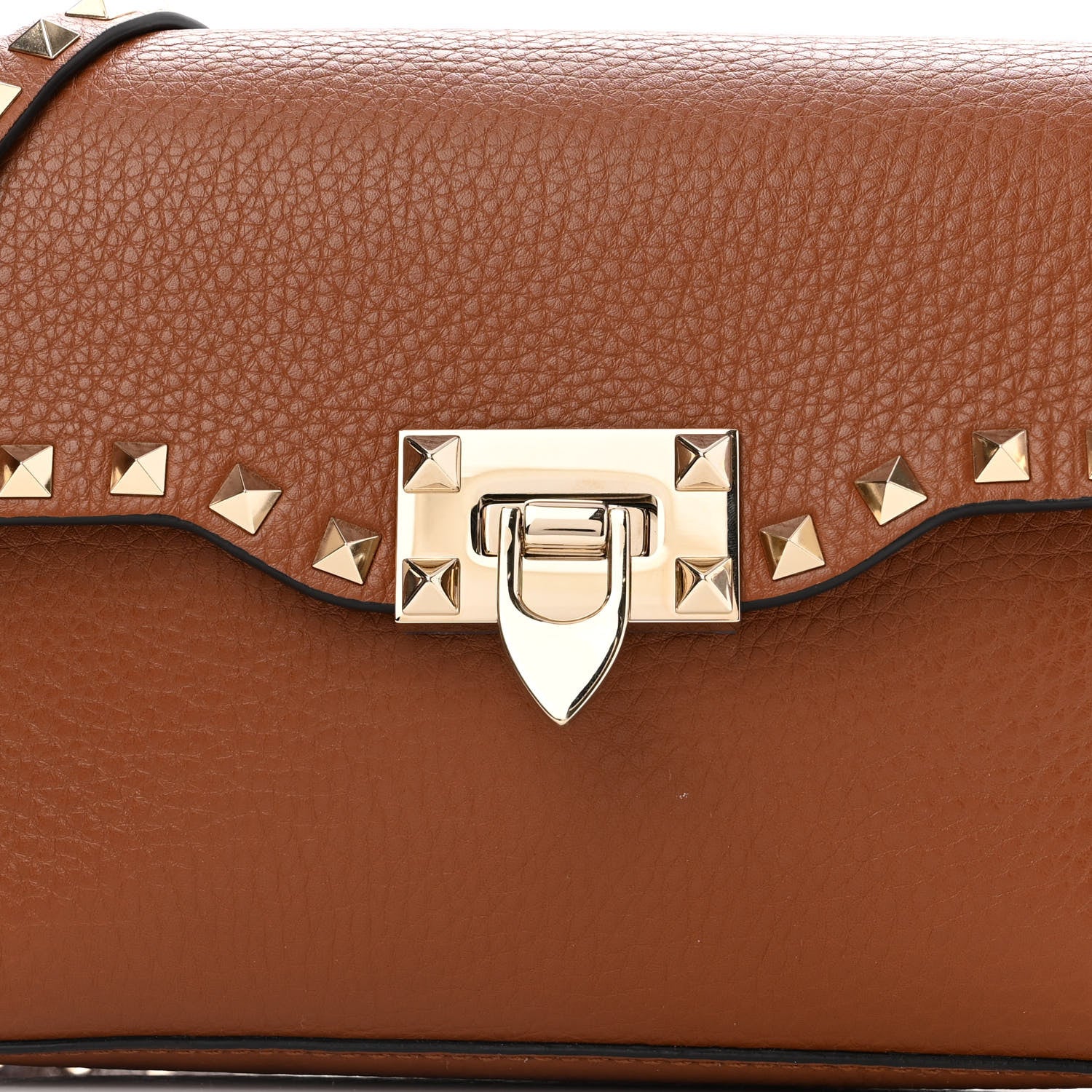 Valentino Garavani Pebbled Calfskin Medium Rockstud Flip Lock Crossbody Bag Bright Cognac 7 of 10
