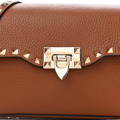 Valentino Garavani Pebbled Calfskin Medium Rockstud Flip Lock Crossbody Bag Bright Cognac 7 of 10