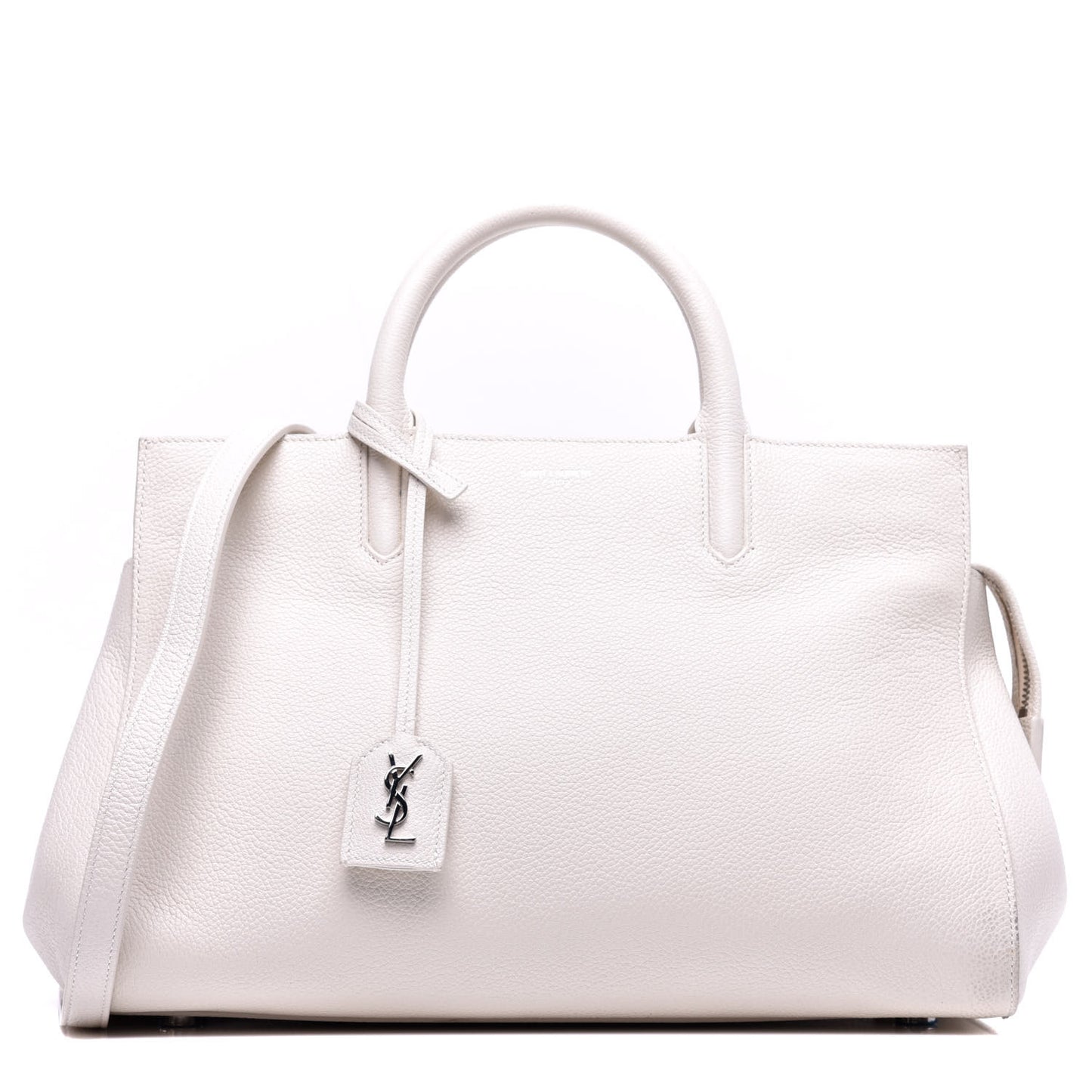 Grained Calfskin Small Rive Gauche White