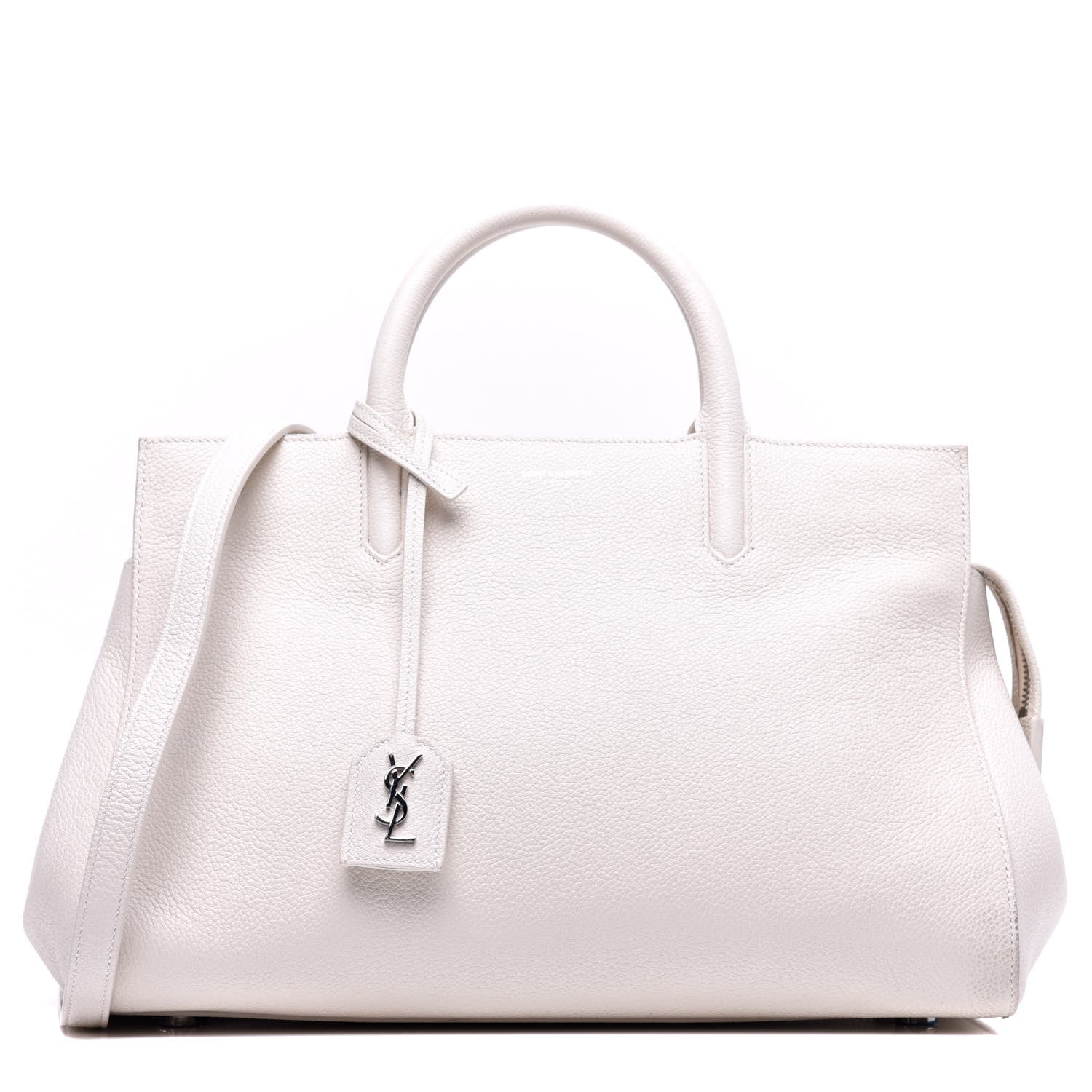 Saint Laurent Grained Calfskin Small Rive Gauche White 1 of 10
