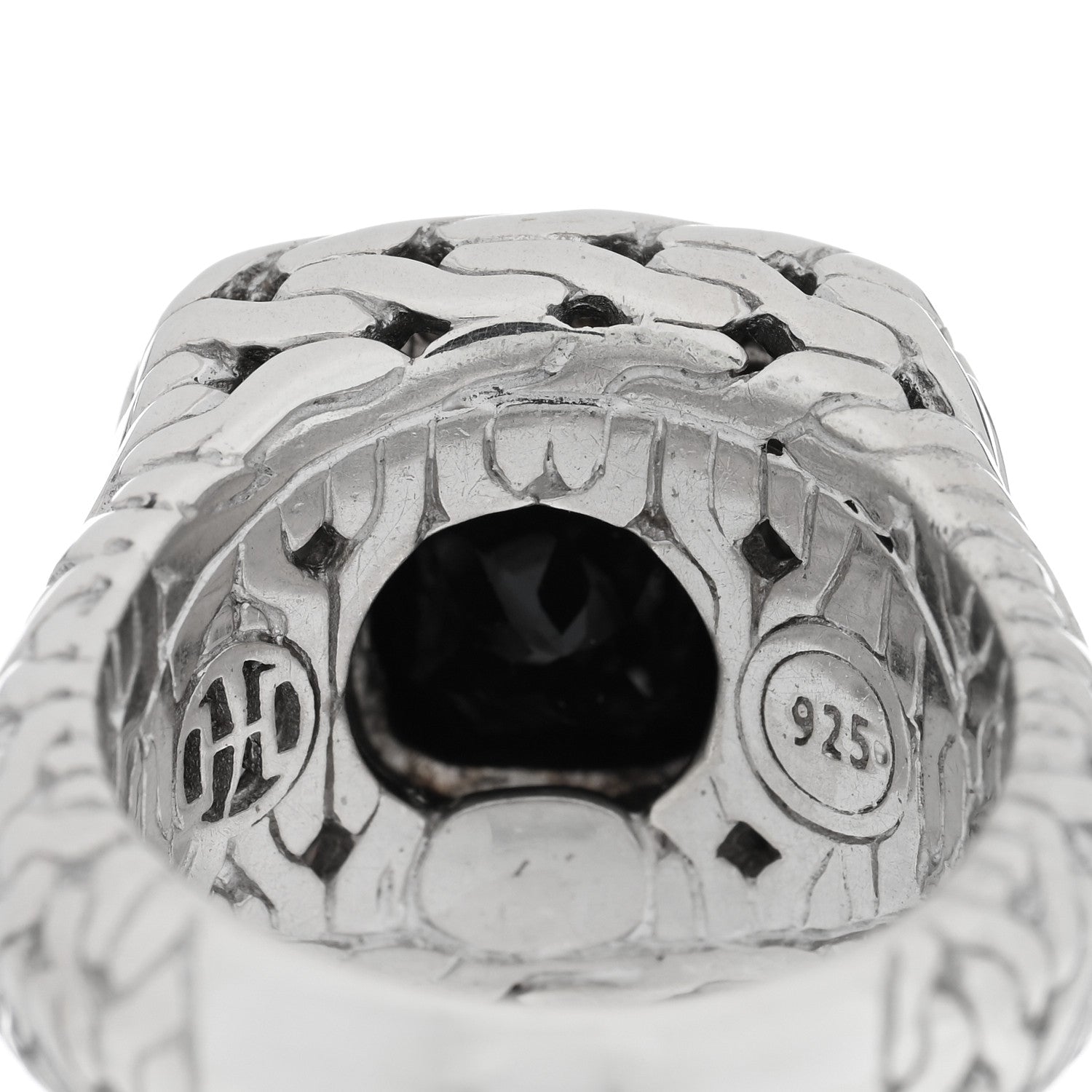 John Hardy Sterling Silver Black Garnet Diamond Classic Chain Ring 52 6 4 of 4