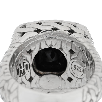 John Hardy Sterling Silver Black Garnet Diamond Classic Chain Ring 52 6 4 of 4