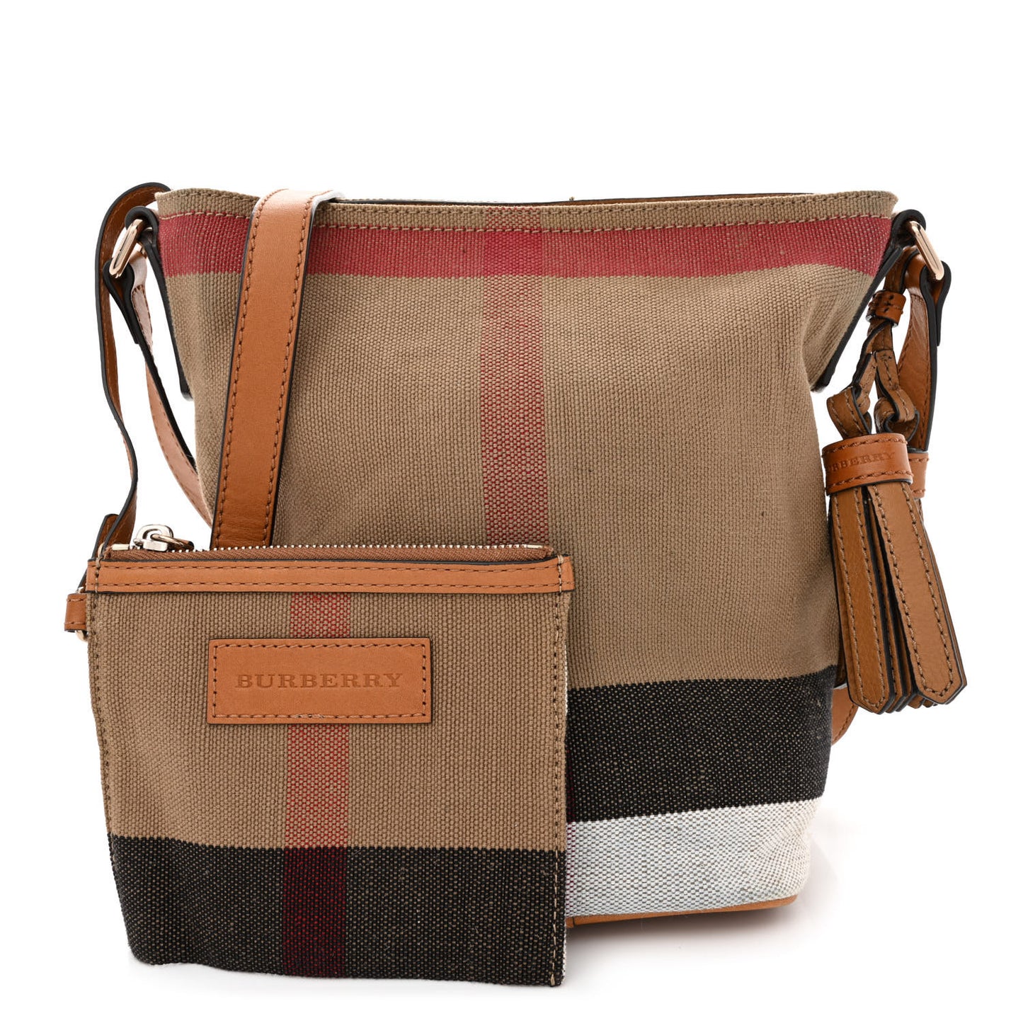 Canvas Mega Check Mini Ashby Tassel Crossbody Saddle Brown