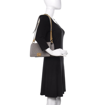 Chanel Caviar Quilted Medium Boy Flap Light Grey 3 of 12