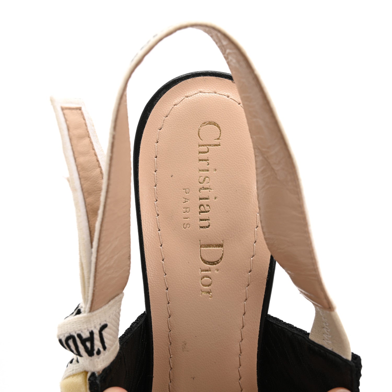 Christian Dior Technical Canvas Ribbon J Adior Slingback 100mm Pumps 37.5 Black 7 of 9