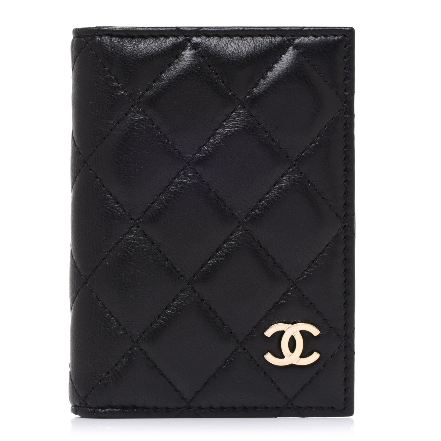 Chanel Lambskin Quilted Card Holder Wallet Black 1 of 8