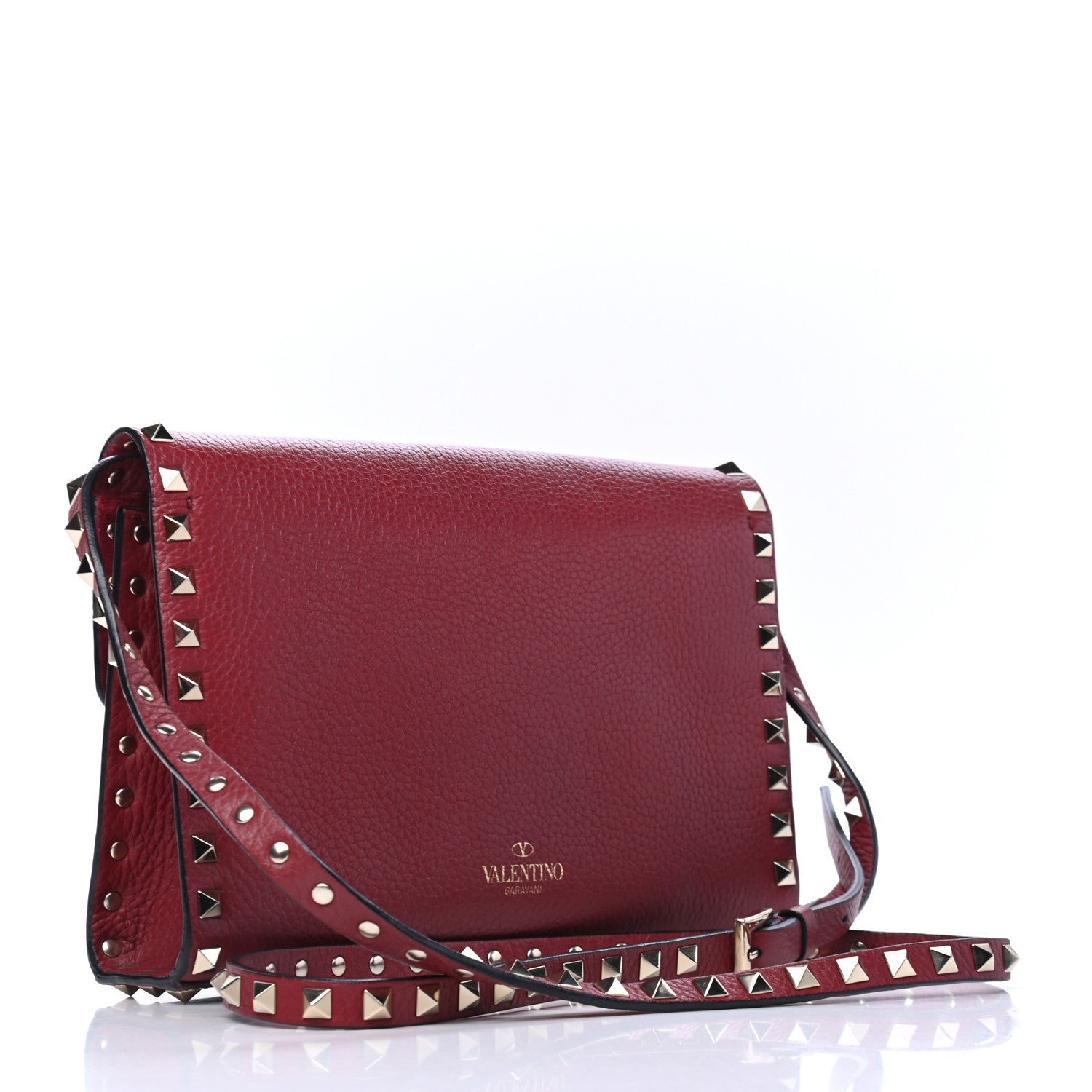 Valentino Garavani Pebbled Calfskin Medium Rockstud Flip Lock Crossbody Bag Red 2 of 5