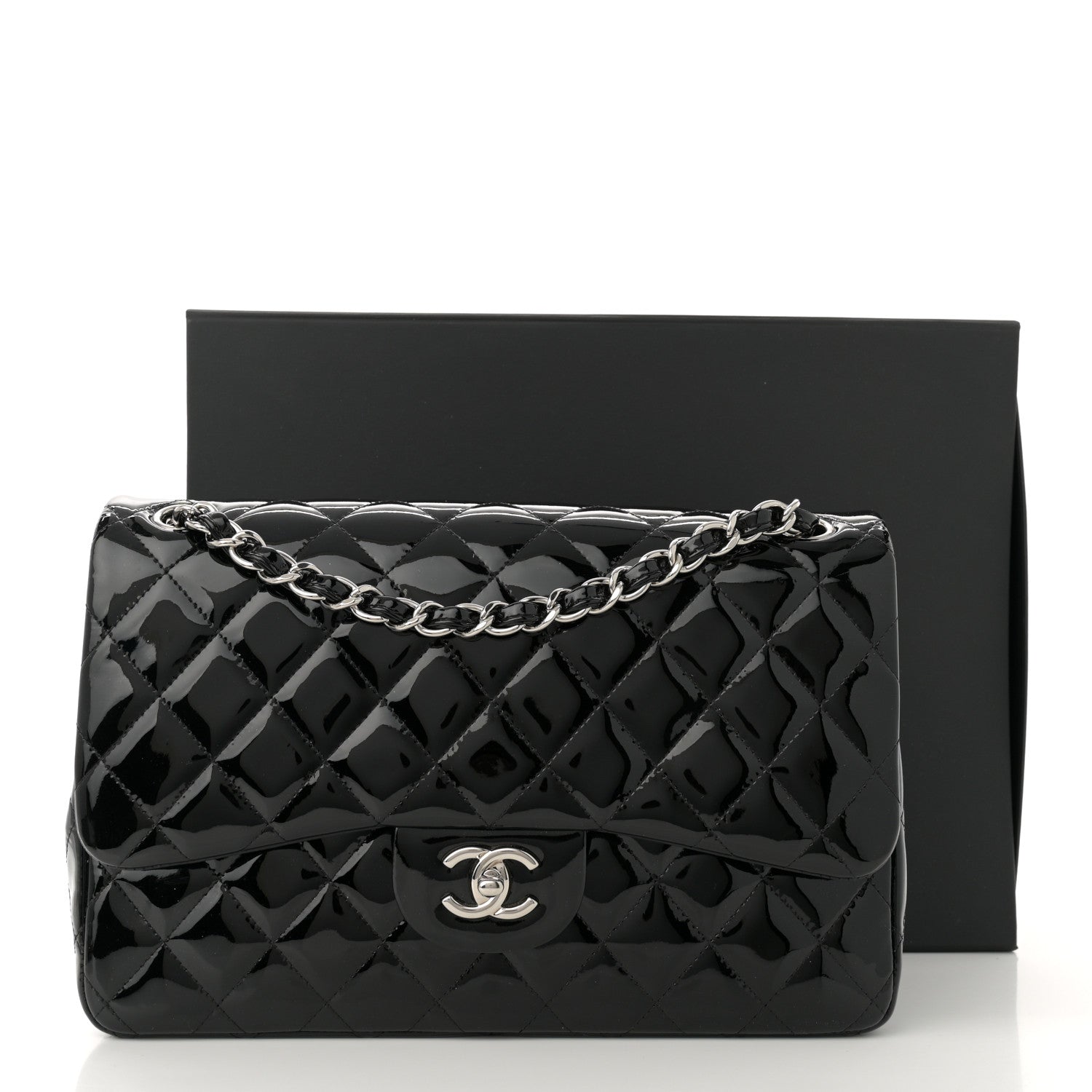 Chanel Patent Quilted Jumbo Double Flap Black 12 of 12