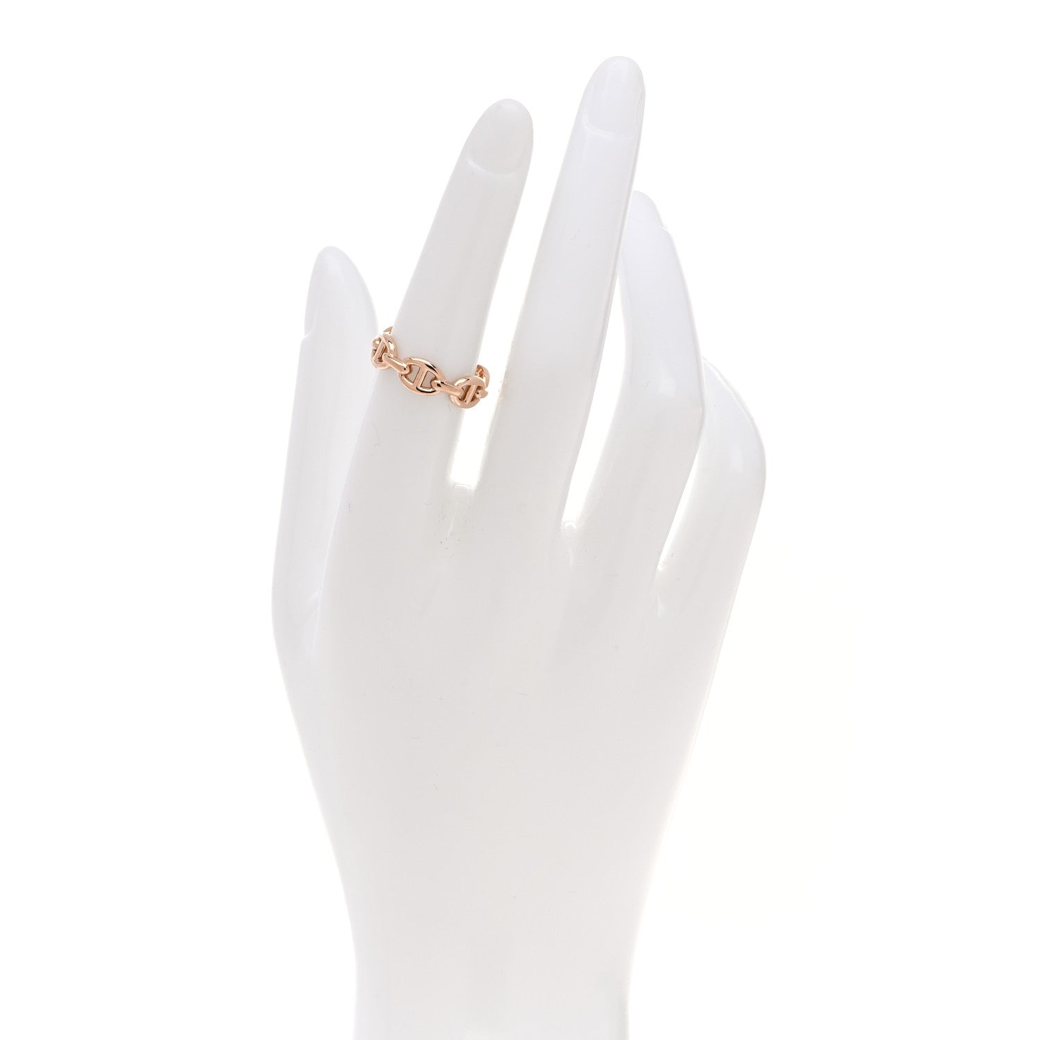 Hermes 18K Rose Gold PM Chaine d'Ancre Enchainee Ring 52 6 2 of 9