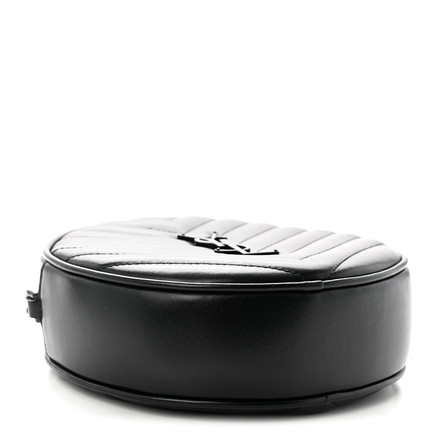 Calfskin Matelasse Chevron Round Vinyle Camera Bag Black