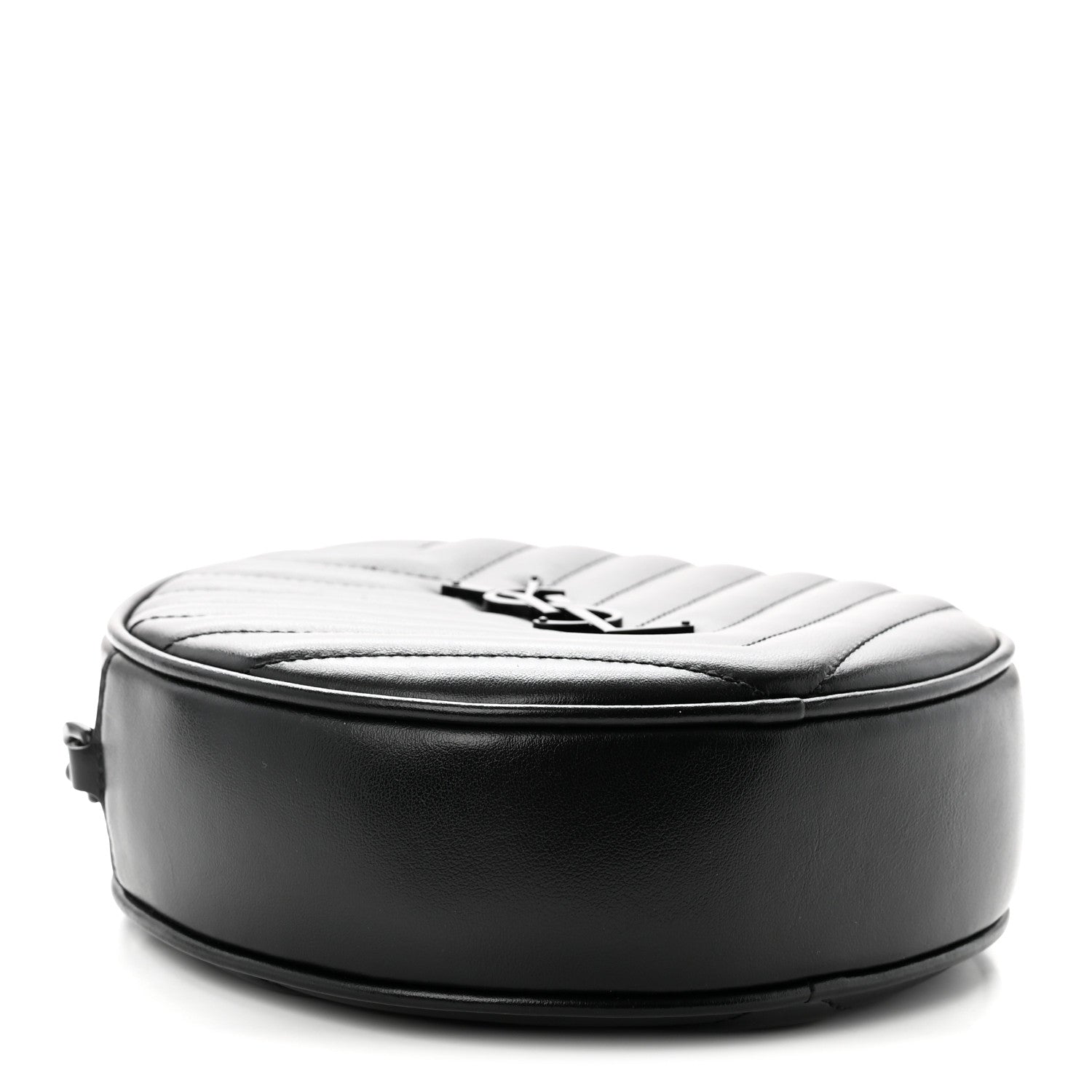 Saint Laurent Calfskin Matelasse Chevron Round Vinyle Camera Bag Black 4 of 10