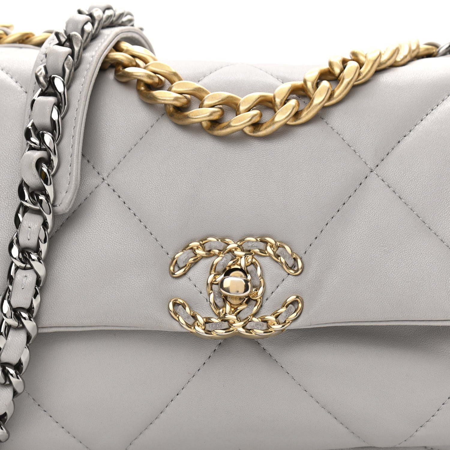 Chanel Lambskin Quilted Medium Chanel 19 Flap Grey 8 of 16