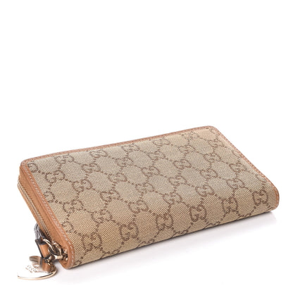 Gucci Monogram Heart Zip Around Wallet Wristlet Metallic Bronze 4 of 11