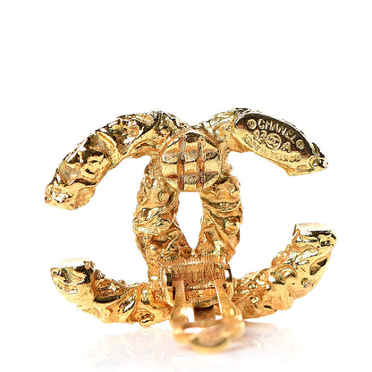 Chanel Textured CC Clip On Earrings Gold 4 of 4