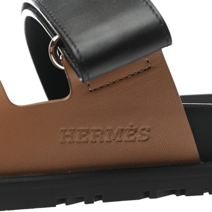 Hermes Calfskin Mens Chypre Sandals 43.5 Naturel Safari Black 9 of 9