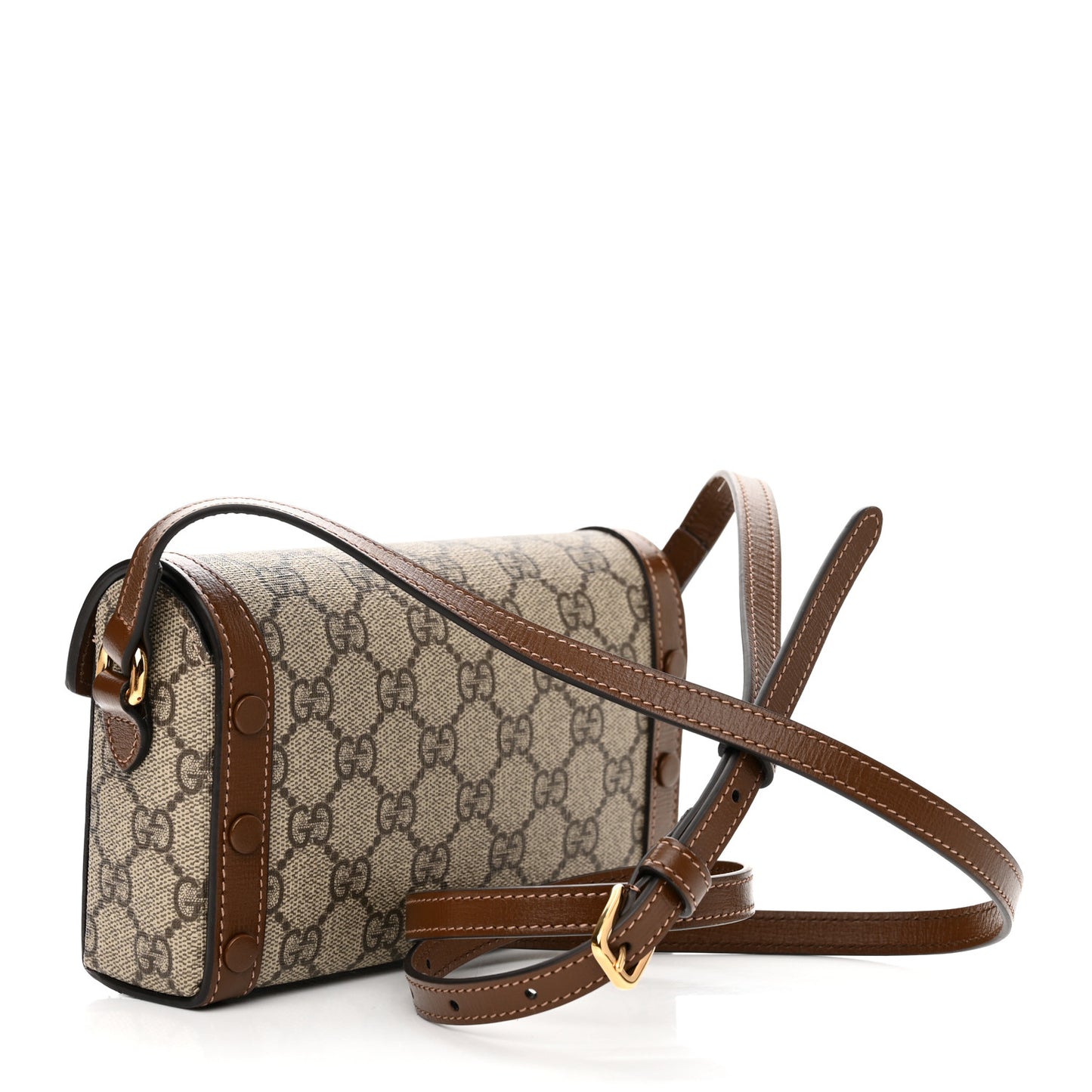 GG Supreme Monogram Mini Horsebit 1955 Shoulder Bag Beige Brown Sugar