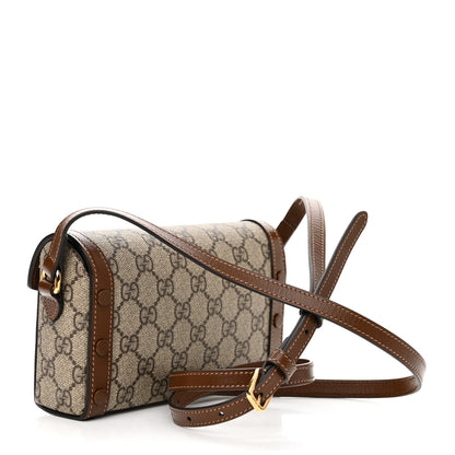 Gucci GG Supreme Monogram Mini Horsebit 1955 Shoulder Bag Beige Brown Sugar 2 of 9