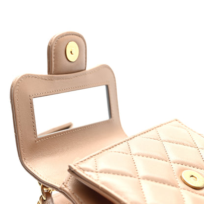Chanel Lambskin Quilted Top Handle Flap Clutch With Chain Beige 8 of 12