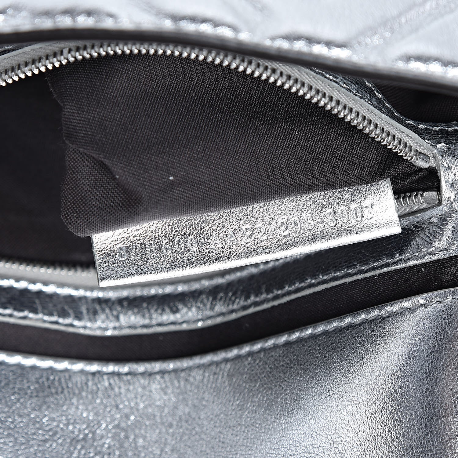 Fendi Vitello Catalan Mirror FF 1974 Embossed Baguette Argento 7 of 11
