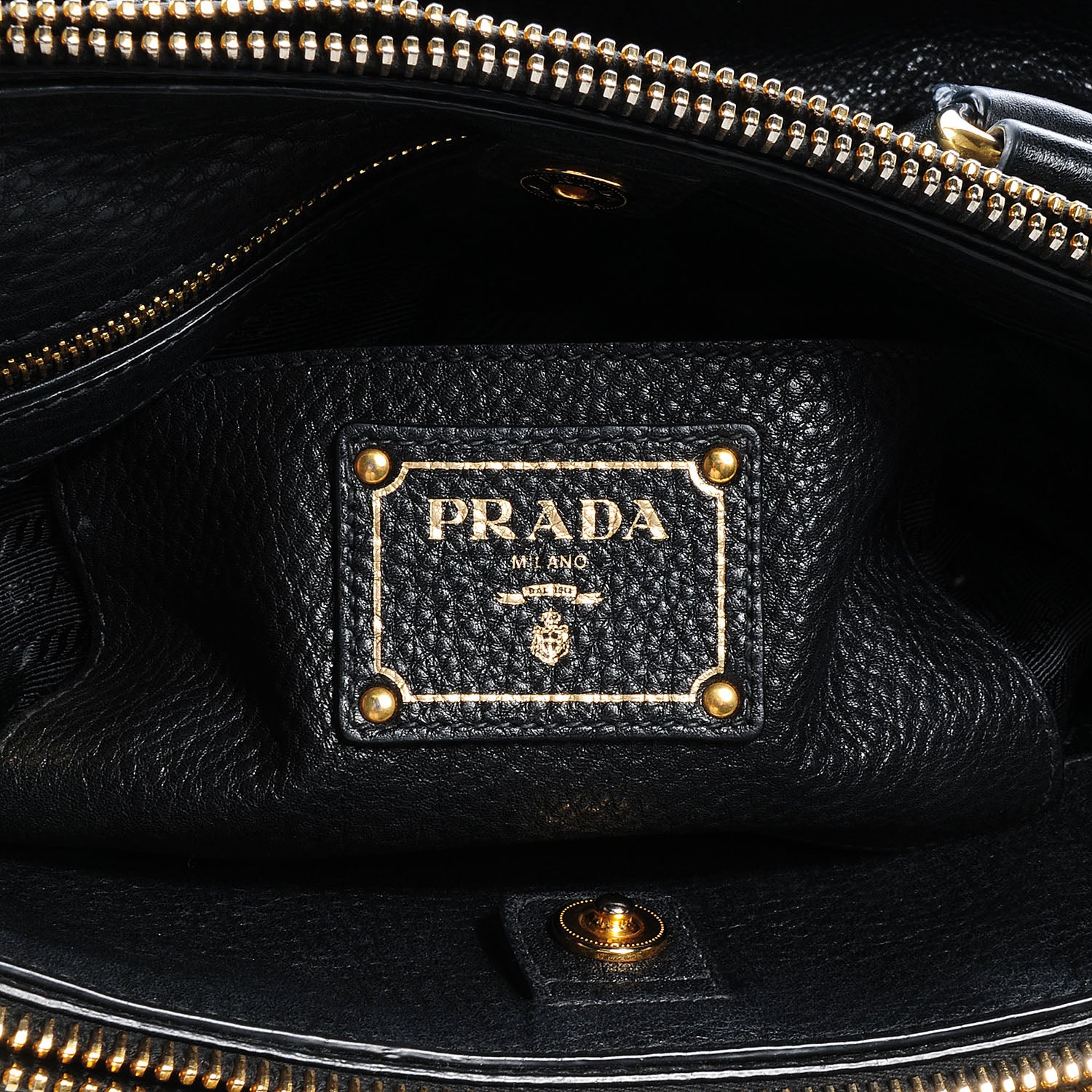 Prada Vitello Daino Double Zip Tote Black 6 of 9