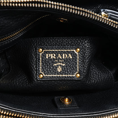 Prada Vitello Daino Double Zip Tote Black 6 of 9