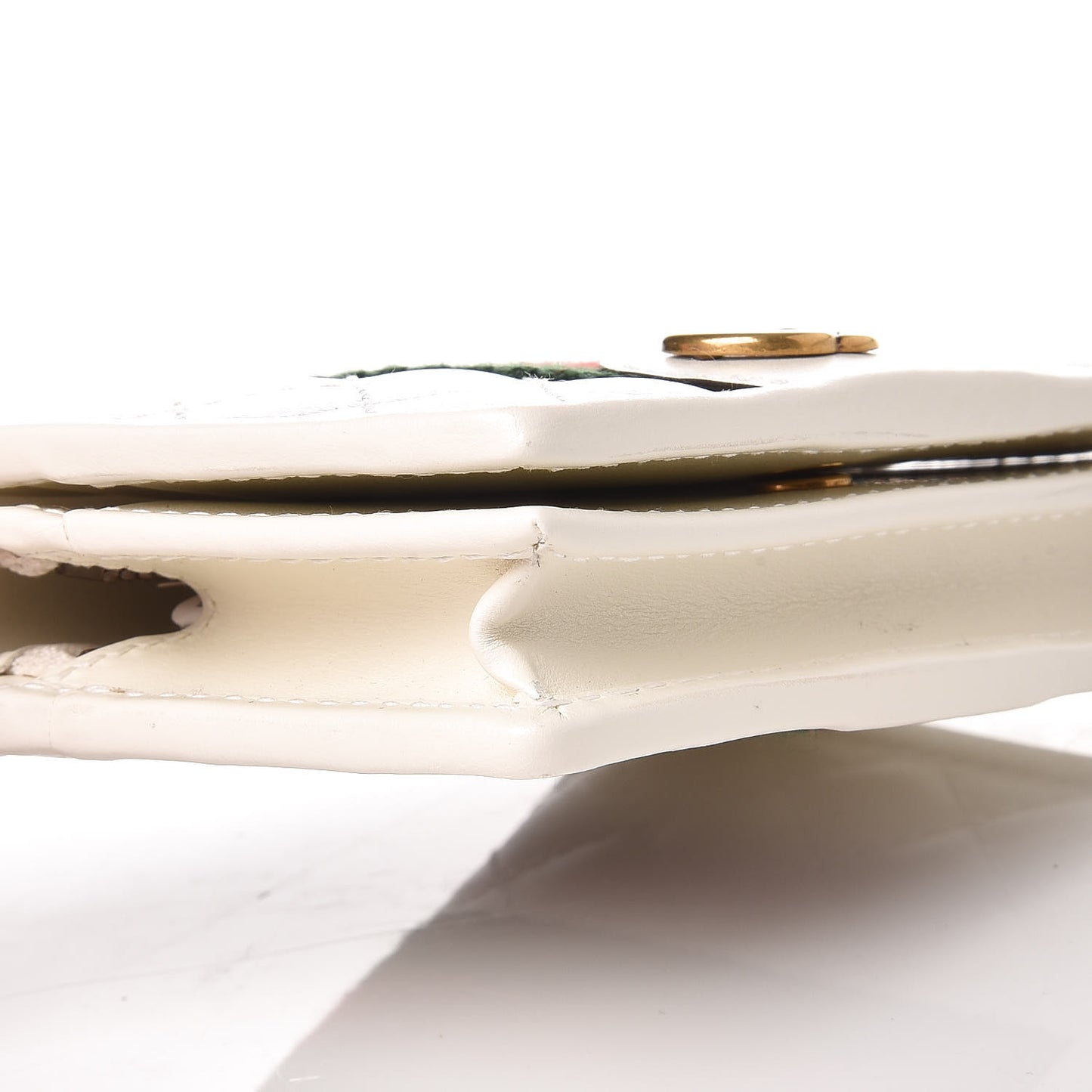 Calfskin Web Trapuntata GG Card Case Wallet Off White