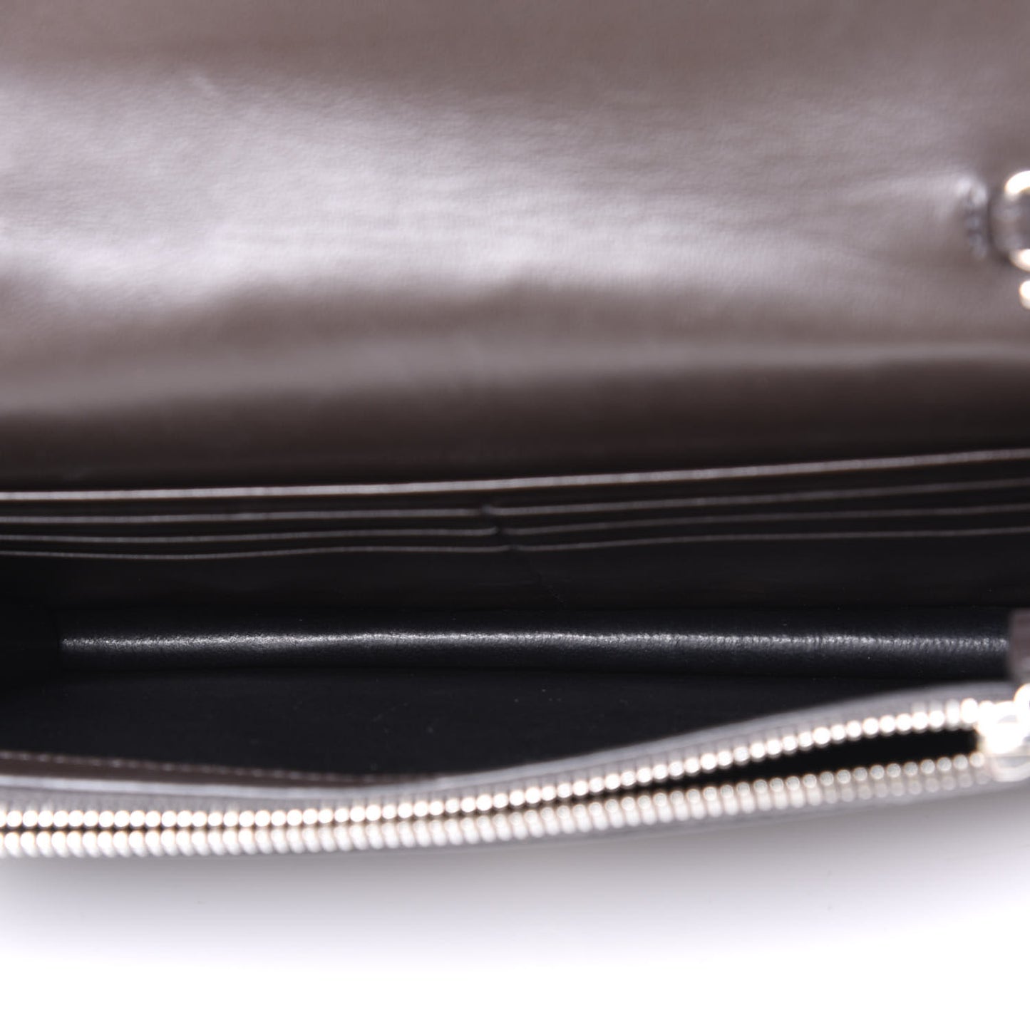 SAINT LAUREN Croc Embossed Monogram Envelope Chain Wallet Dark Anthracite