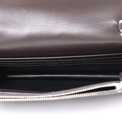 Saint Laurent SAINT LAUREN Croc Embossed Monogram Envelope Chain Wallet Dark Anthracite 4 of 10