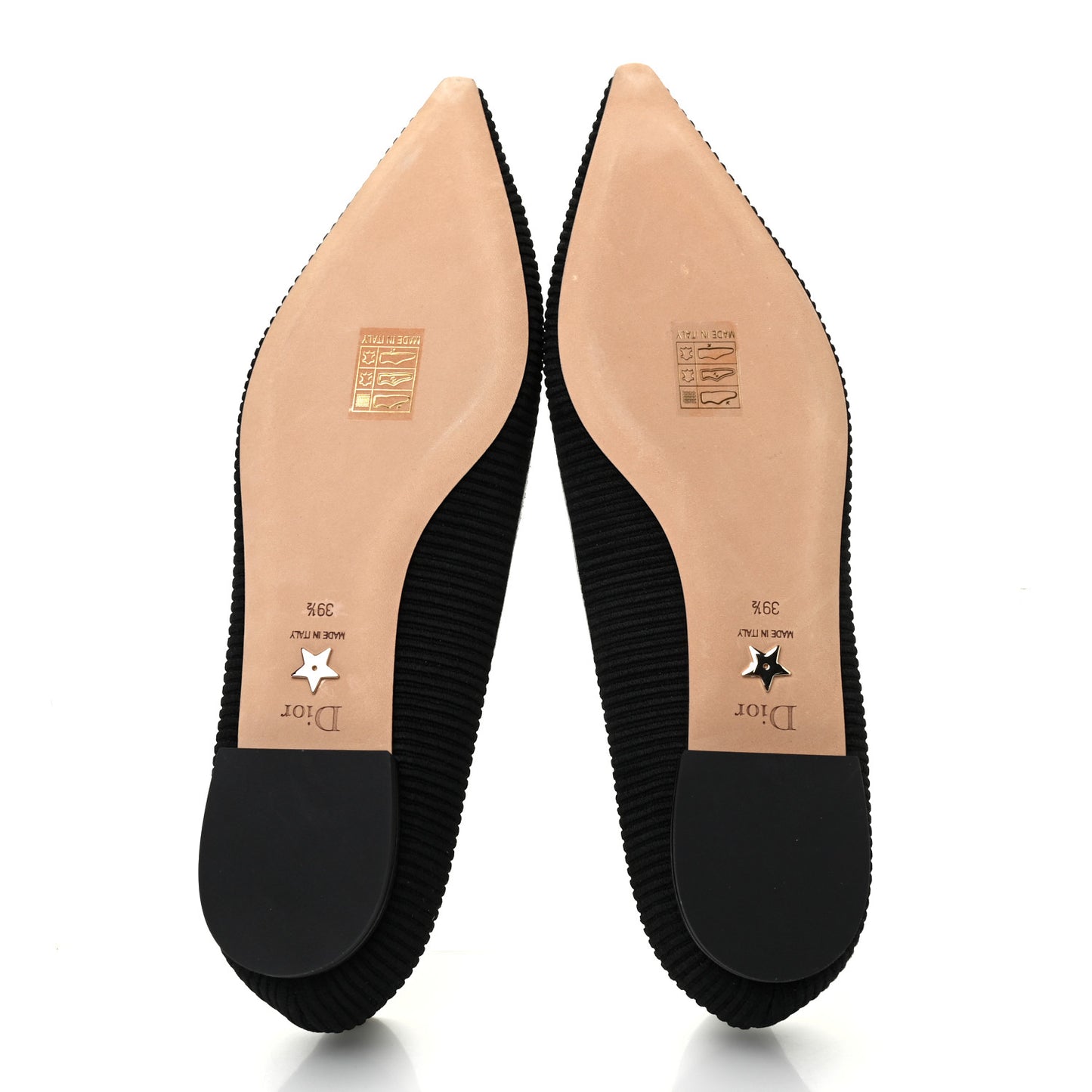 Fabric Ribbon Embroidered J'Adior Ballet Flats 39.5 Black