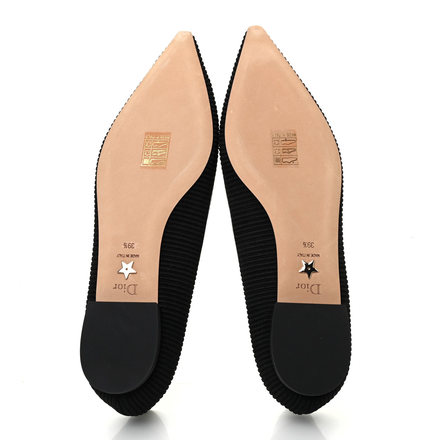 Christian Dior Fabric Ribbon Embroidered J'Adior Ballet Flats 39.5 Black 5 of 10