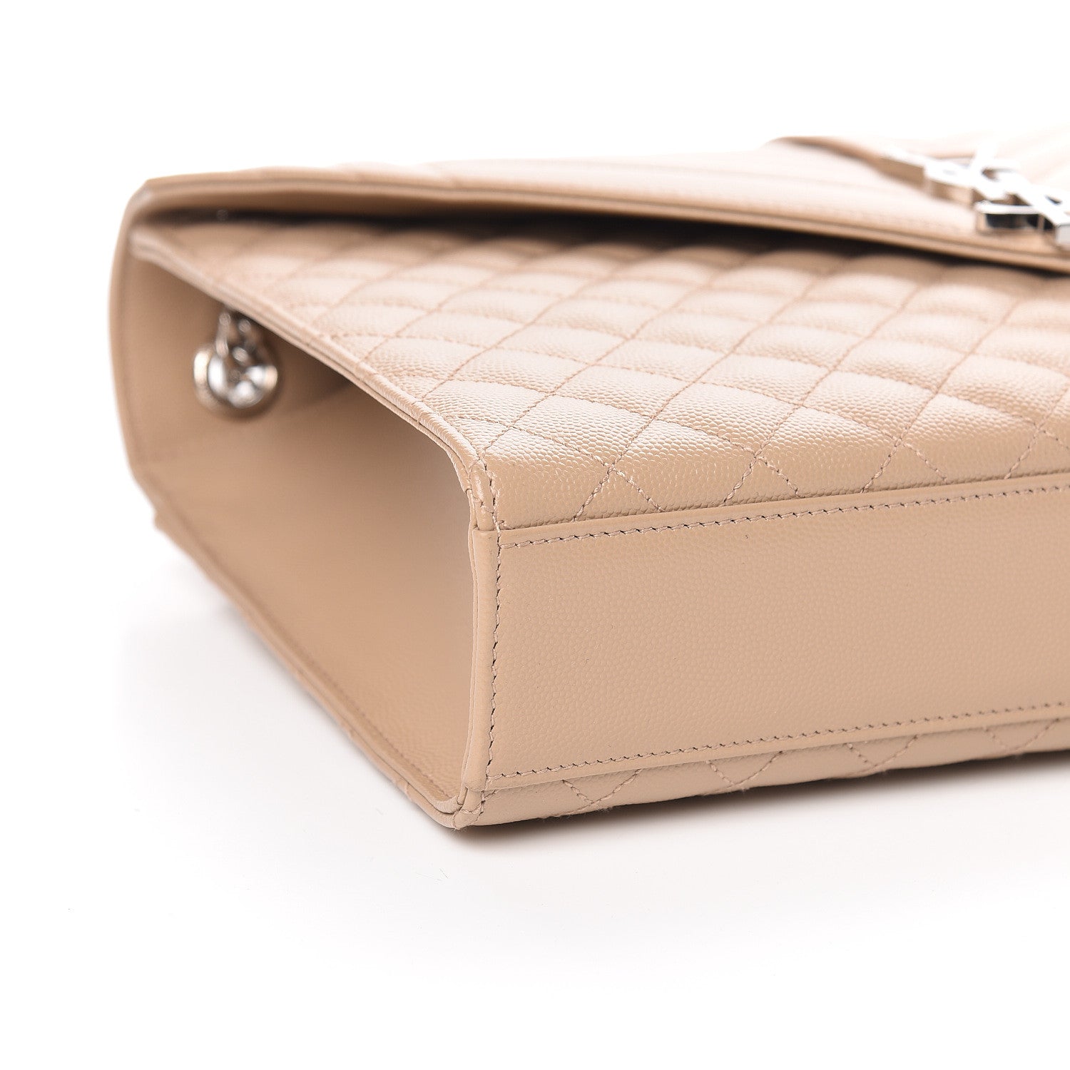 Saint Laurent Grain De Poudre Mixed Matelasse Large Triquilt Monogram Satchel Nude Powder 8 of 10